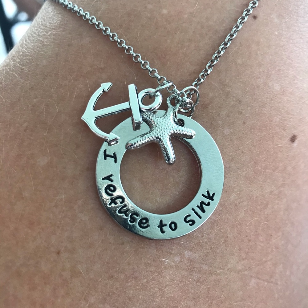 New SilverTone necklace, anchor, starfish, pendant